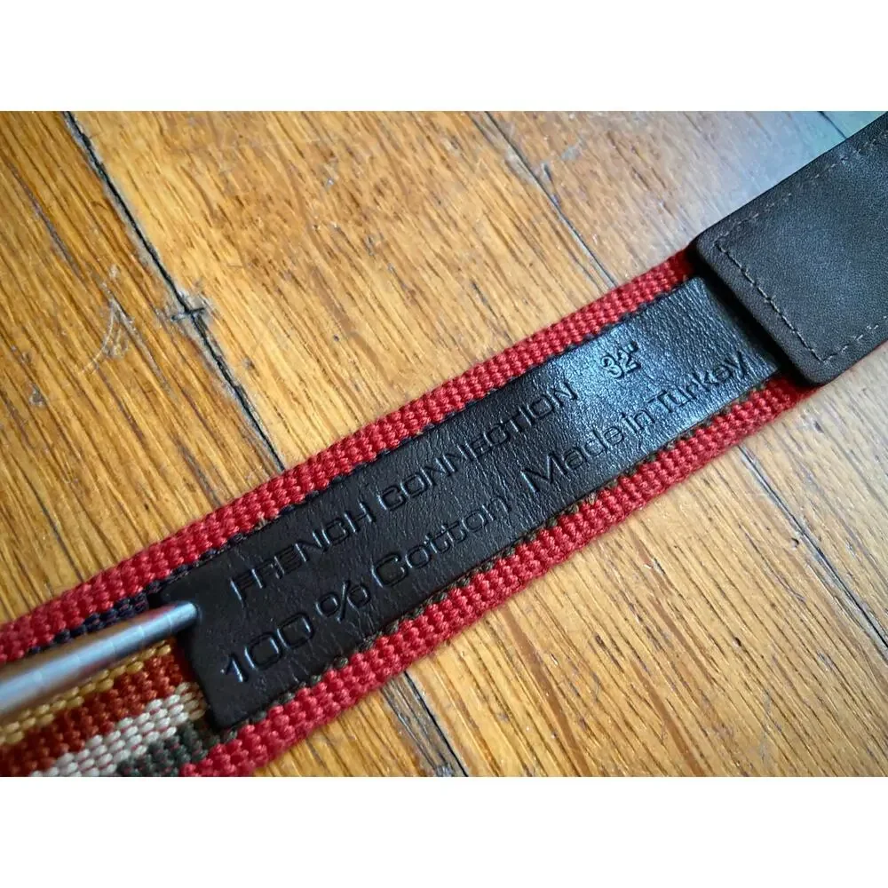 FRENCH CONNECTION UK Multicolored Stripe Belt w/Leather Trim sz 32 (US sz XS)